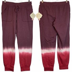 Knox Rose Burgundy Ombre Jogging Pants Cotton Medium M